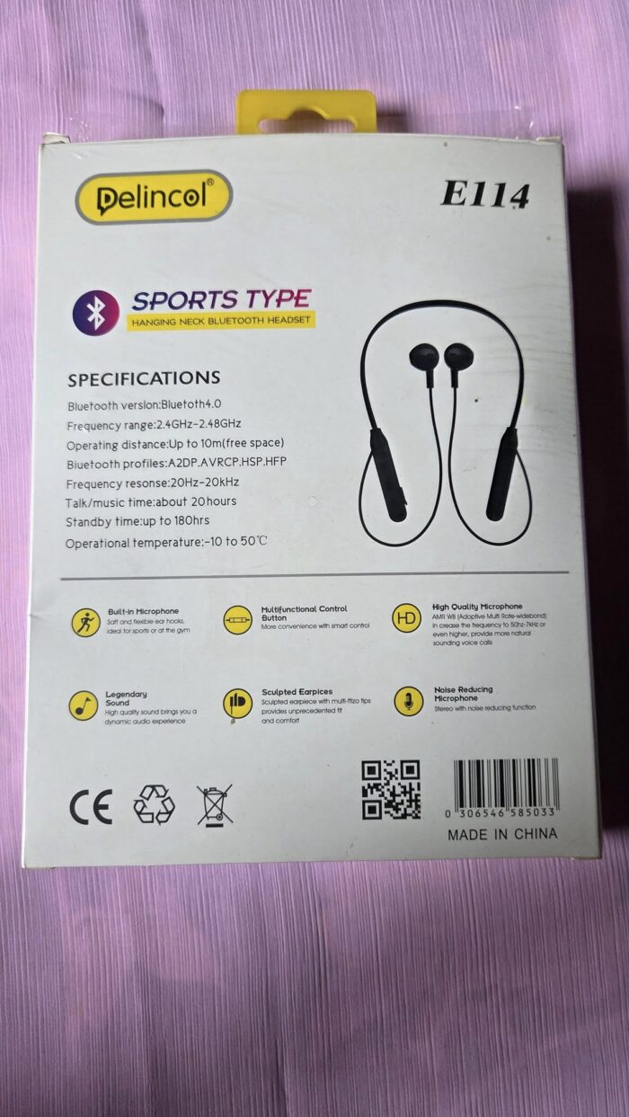 Delincol Sports Bluetooth Neckband – 20H Playtime, Noise Reduction, Flexible Earhooks for Gym & Sports - Image 2